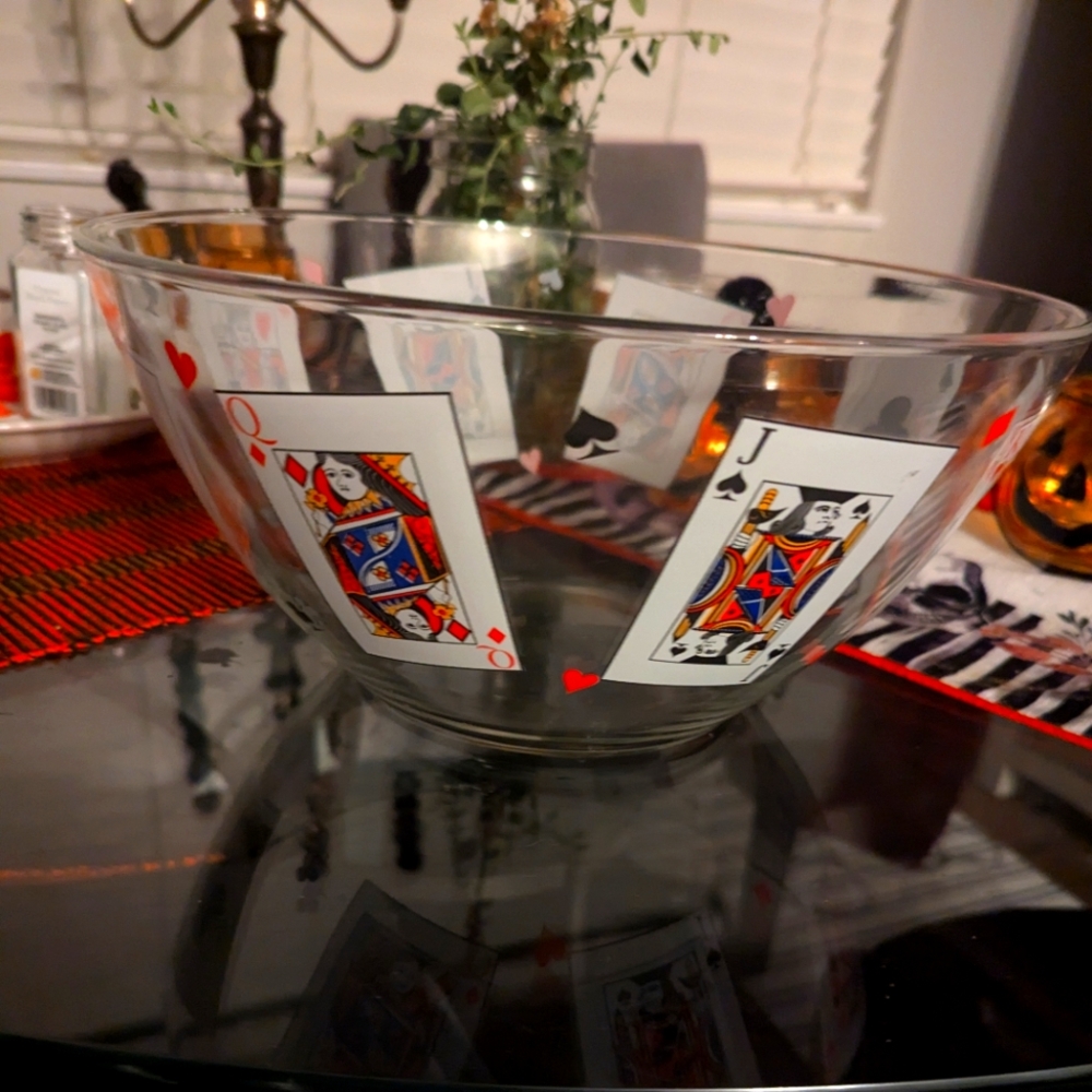 Vintage Luminarc Bowl with Playing Card Design